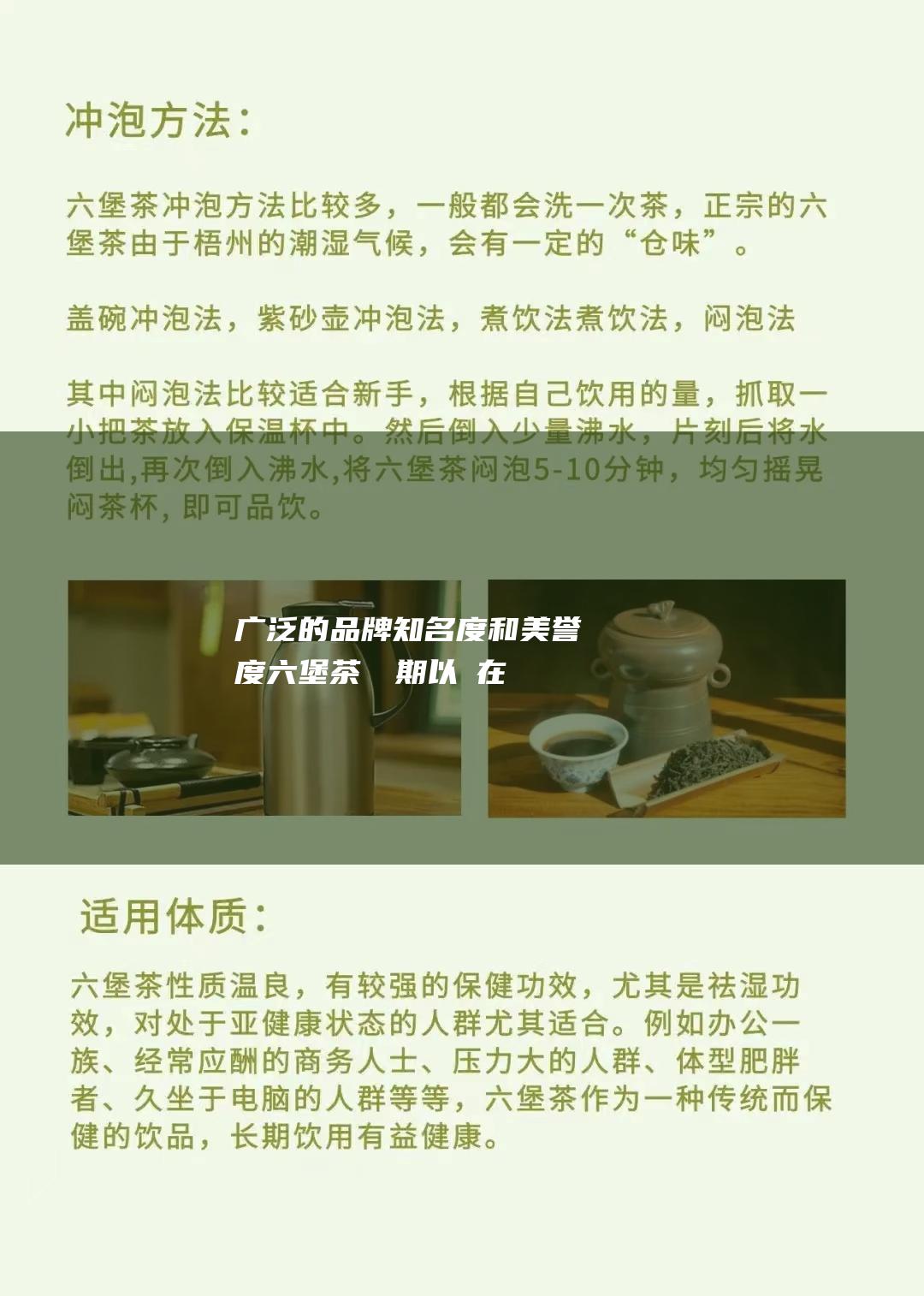 广泛的品牌知名度和美誉度：六堡茶廠長期以來在市場上深耕細作，積累了良好的品牌知名度和美譽度，成為六堡茶行業的標杆品牌。