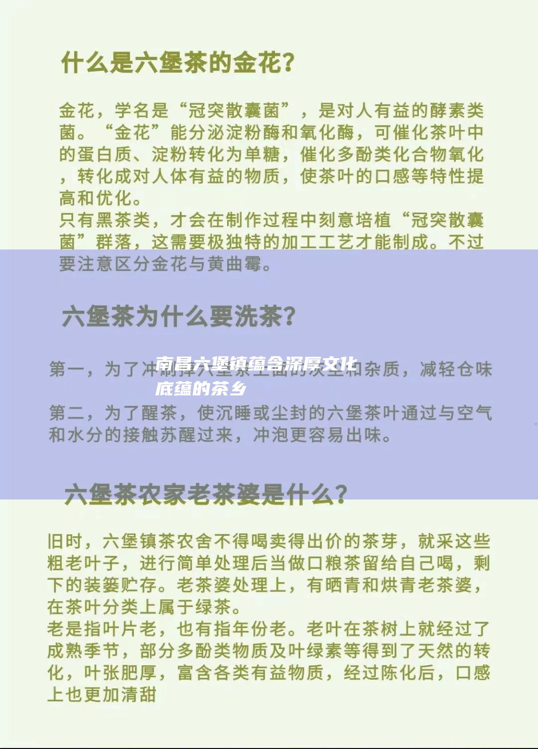 南昌六堡镇：蕴含深厚文化底蕴的茶乡