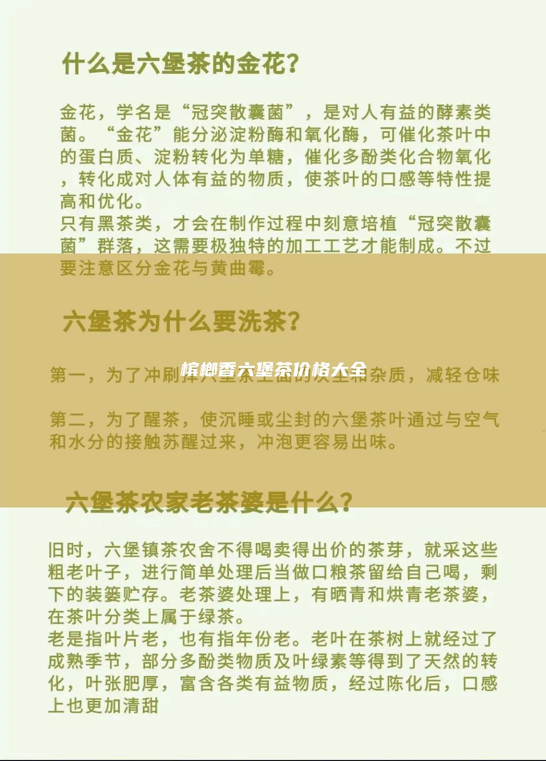 槟榔香六堡茶价格大全