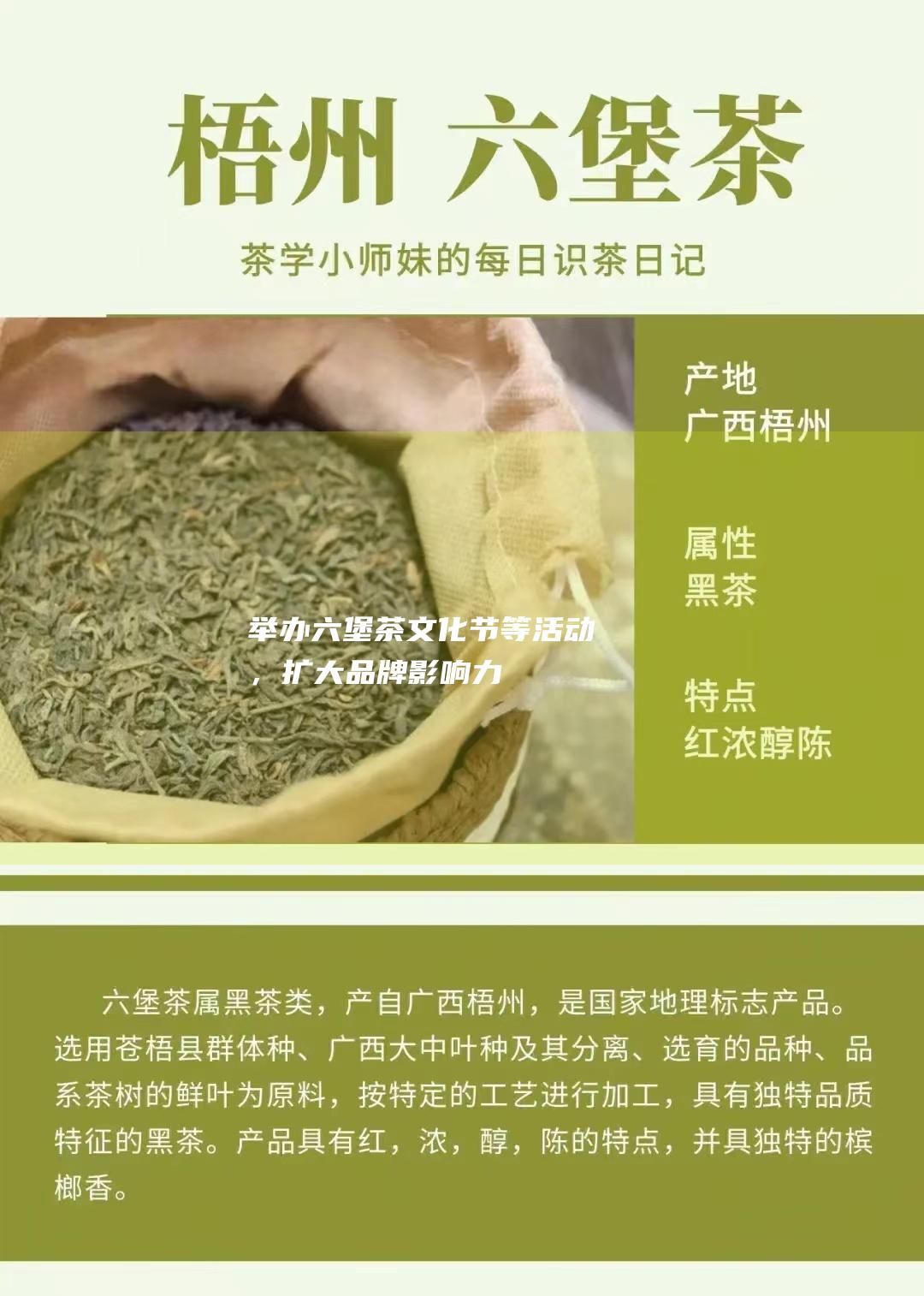 举办六堡茶文化节等活动，扩大品牌影响力